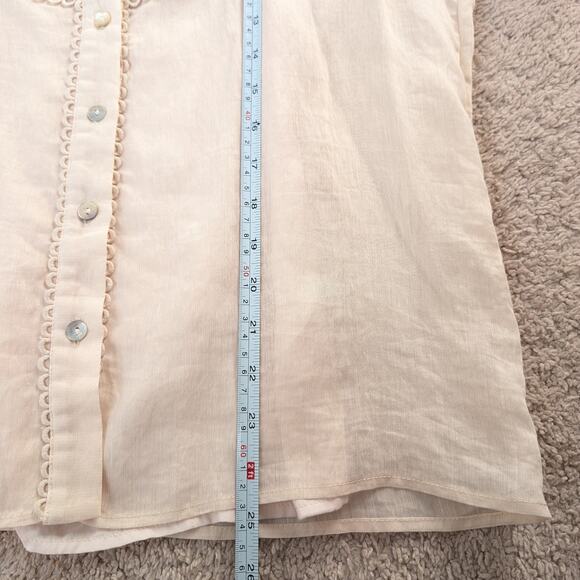 NWOT MOS The Label Ivory Meadow Blouse Button Linen Blend Long Sleeve, size US 6 - Picture 7 of 10